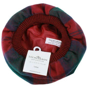 Locharron of Scotland Lindsay Modern Lambswool Tam - Donkergroen/Bordeaux