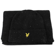 Lyle & Scott Donegal sjaal en muts cadeauset - Jet Black