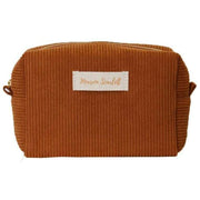 Maison Scarlett Charlotte Small Corduroy Toiletry Bag - Cognac Brown
