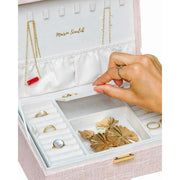 Maison Scarlett Denise Linen Jewellery Box - Pink