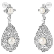 Pearls of the Orient Vintage Style Pearl Drop Oorbellen - Wit/Zilver