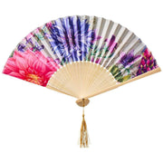 Powder Bountiful Blooms Satin Fan - Blue/Pink