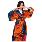 Poeder Crysanthemum lange kimono-jurk - blauw