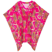 Powder Ikat Tigers Beach Cover Up - Fuchsia Pink