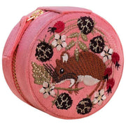 Poederrond Fluwelen Muis Sieradendoosje - Roze