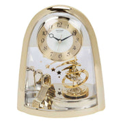 Rhythm Arched Top Sprial Pendulum Mantel Clock - Gold