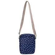 Roka Bond crossbodytas van gerecycleerd canvas - Marineblauw Polka Dot