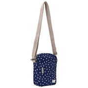 Roka Bond crossbodytas van gerecycleerd canvas - Marineblauw Polka Dot