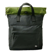 Roka Canfield B Medium Creative Waste Two Tone Recycled Nylon Backpack - Black/Avocado Green