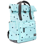 Roka Canfield B kleine rugzak van gerecycled canvas - blauw/blauwe harten