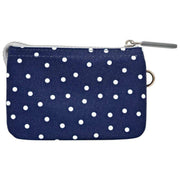 Roka Carnaby kleine portemonnee van gerecycled canvas - marineblauwe stip