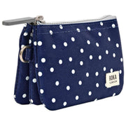 Roka Carnaby kleine portemonnee van gerecycled canvas - marineblauwe stip