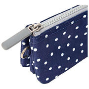 Roka Carnaby kleine portemonnee van gerecycled canvas - marineblauwe stip