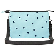 Roka Carnaby XL crossbodytas van gerecycleerd canvas - blauw/blauwe harten