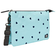 Roka Carnaby XL crossbodytas van gerecycleerd canvas - blauw/blauwe harten