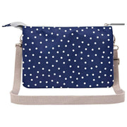 Roka Carnaby XL crossbodytas van gerecycleerd canvas - Marineblauwe stip
