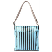 Roka Kennington B medium crossbodytas van gerecycled canvas - blauwe streep