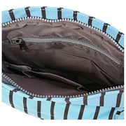 Roka Kennington B medium crossbodytas van gerecycled canvas - blauwe streep