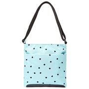 Roka Kennington B medium crossbodytas van gerecycleerd canvas - blauw/blauwe harten