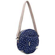 Roka Paddington B crossbodytas van gerecycleerd canvas - marineblauwe stip