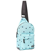 Roka Willesden B grote crossbodytas van gerecycled canvas - blauw/blauwe harten