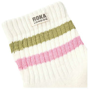 Roka Windosr Stripe Crew Sokken - Avocado/Roze Anjer