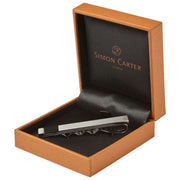 Simon Carter Onyx geborstelde dasschuif - zilver/zwart