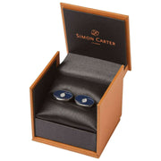 Simon Carter ovale oogmanchetknopen - marineblauw/zilver