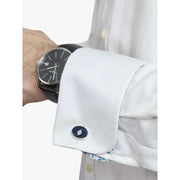 Simon Carter ovale oogmanchetknopen - marineblauw/zilver