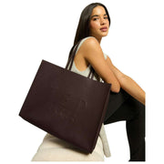 Ted Baker Iconna extra grote iconentas met webbing - chocoladebruin