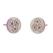 Ti2 Titanium Cherry Blossom Stud Earrings - Pink