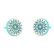 Ti2 Titanium Floral Print Stud Earrings - Blue