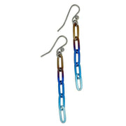 Ti2 Titanium Paperclip Drop Earrings - Blue