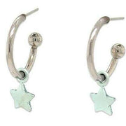 Ti2 Titanium Star Charm Hoop Earrings - Light Green