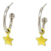 Ti2 Titanium Star Charm Hoop Earrings - Yellow