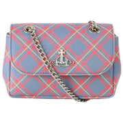 Vivienne Westwood Saffiano Printed Tartan Small Chain Purse - Blue/Orange