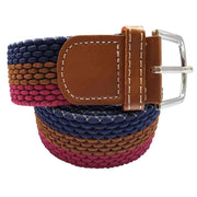 Bassin and Brown Horizontal Stripe Woven Belt - Navy/Wine/Brown