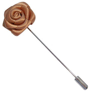 Bassin and Brown Rose Jacket Lapel Pin - Biscuit Brown