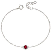 Beginnings July Birthstone Bracelet - Silver/Ruby Red