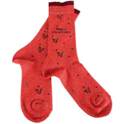 Burlington Merry Christmas Glitter Socks - Red/Burgundy