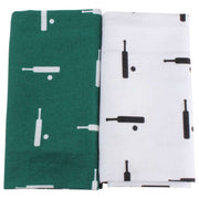 David Van Hagen Cricket Bat and Ball Handkerchief Set - Green/Whte