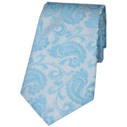 David Van Hagen Luxury Paisley Silk Tie - Pastel Blue