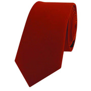 David Van Hagen Luxury Thin Satin Silk Tie - Burnt Orange
