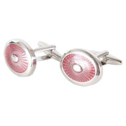 David Van Hagen Oval Enamel Cufflinks - Pink/Silver