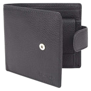 Dents Pebble Grain RFID Blocking Button Wallet - Black