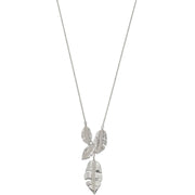 Elements Silver Multi Leaf Drop Necklace - Silver