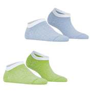 Esprit Allover Stripe 2 Pack Sneaker Socks - Green/Blue