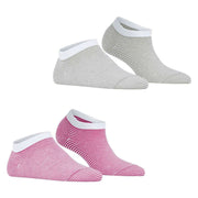 Esprit Allover Stripe 2 Pack Sneaker Socks - Pink/Grey