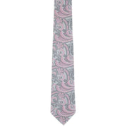 Michelsons of London Ornamental Paisley Polyester Tie and Pocket Square Set - Silver/Pink