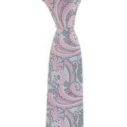 Michelsons of London Ornamental Paisley Polyester Tie and Pocket Square Set - Silver/Pink